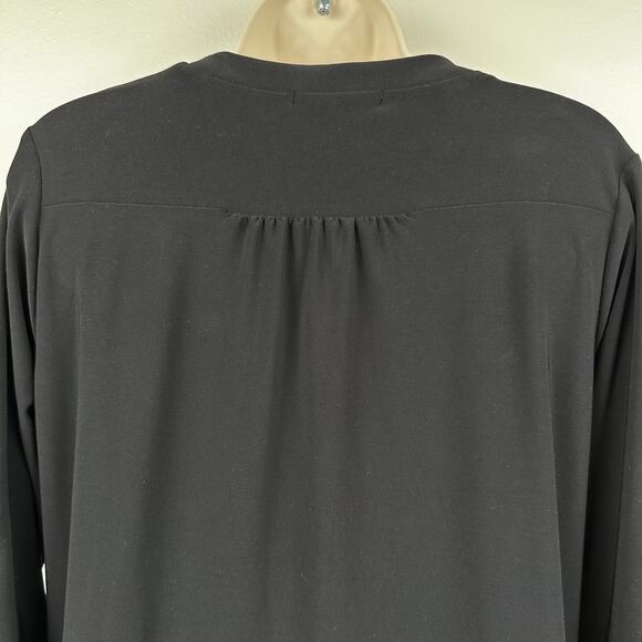 Sympli Tunic Top Blouse Metal Buttons Liquid Knit Black 4 Minimalist Lagenlook - Picture 7 of 12